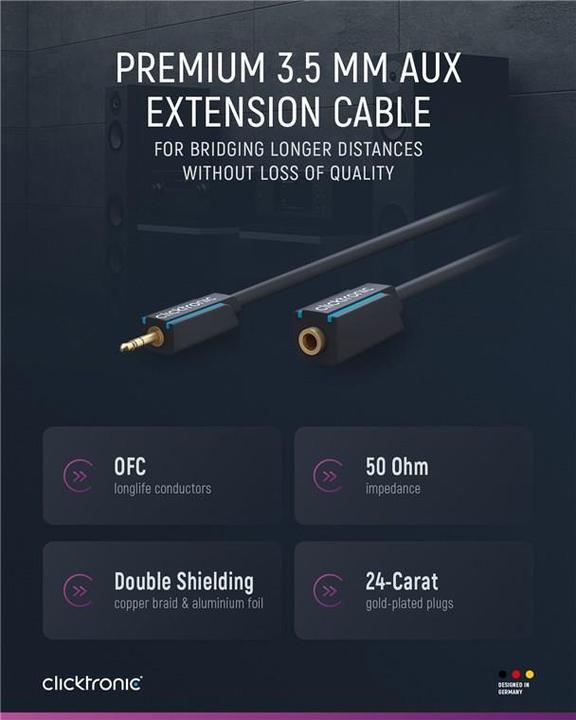 Actual product image clicktronic 3.5mm extension cable (1.50 m, 3.5mm jack (AUX))