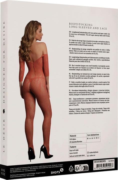 Actual product image Le Désir Lace Long-Sleeved Bodystocking - One Size (One size)