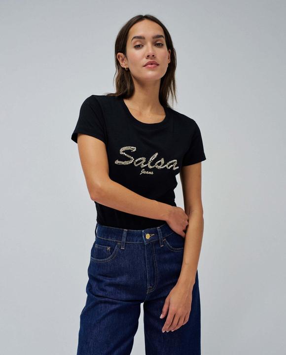 Salsa Jeans T-Shirt Lurex Embroidery Branding T-Shirt