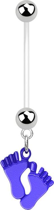 Actual product image Star Piercing Banana Pregnancy with Baby Feet Blue (without brass, Bioflex, Surgical steel 316L)