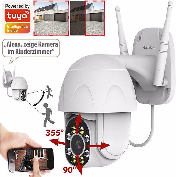 Actual product image 7links Pan Tilt Surveillance Camera with Full HD, 87dB Siren, Night Vision, LAN