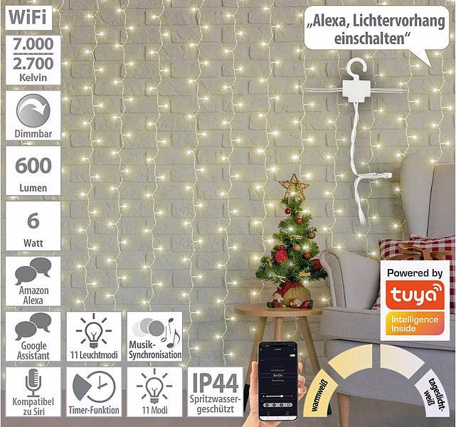 Actual product image Luminea WLAN LED light curtain, 300 LEDs, CCT, App, dimmable, IP44, 3 x 3 m (9 m)