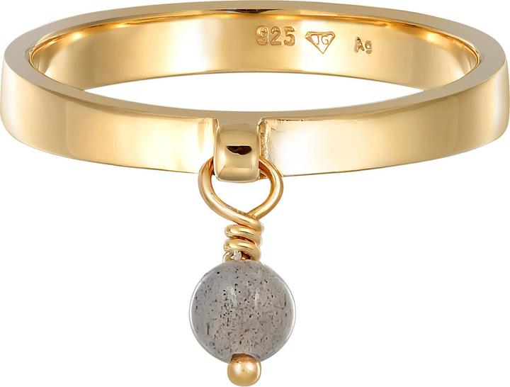 Actual product image Elli PREMIUM ring band ring stacking ring labradorite 925 silver gold plated (58, 925 Silver)