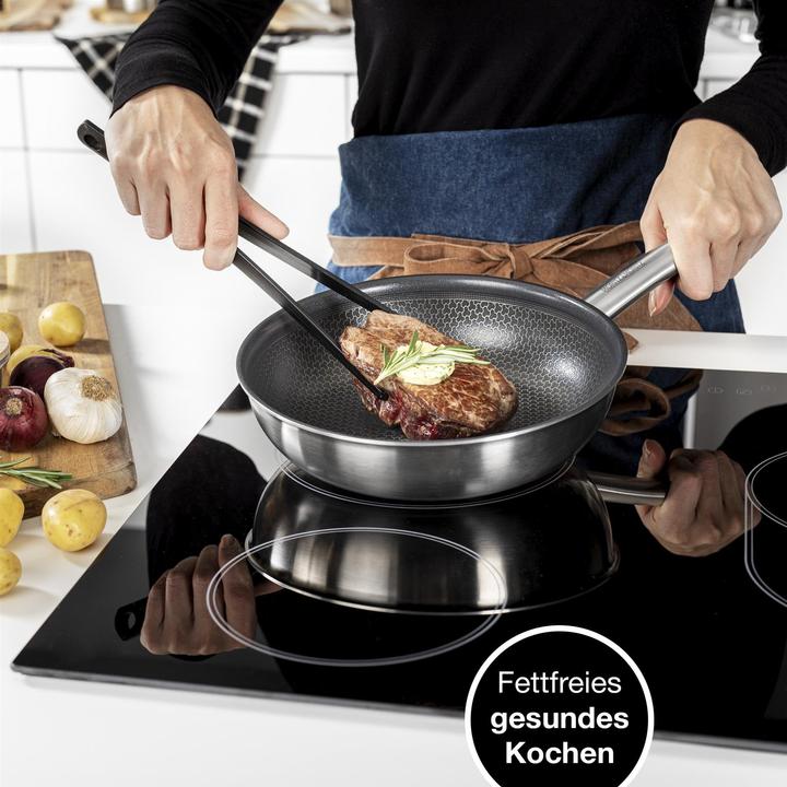 Immagine prodotto Moritz & Moritz Padella a nido d'ape in acciaio inox da 24 cm con rivestimento ceramico di ultima generazione (Set di pentole e padelle da cucina, Acciaio inossidabile)