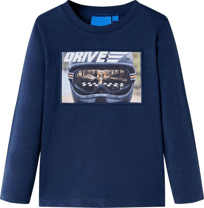 VidaXL Kinder-Langarmshirt Marineblau Melange 116,Material: 100 (116)
