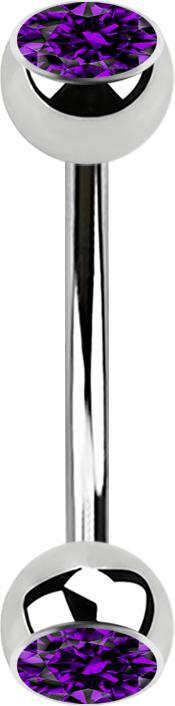 Produktbild Star Piercing Micro Banane silber mit zwei Kugeln Kristall violett (ohne Messing, Chirurgenstahl 316L)