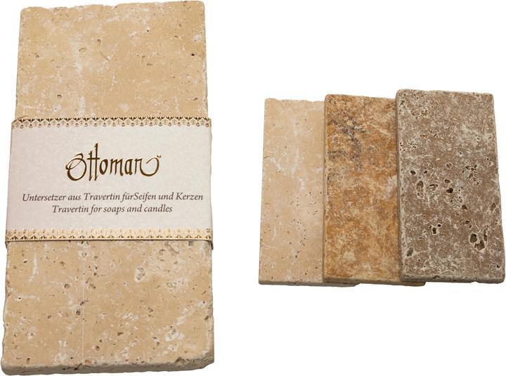 Actual product image Natura Punto Set of 3 travertine soap dish, rectangular, light light beige, 14.5 x 7 cm
