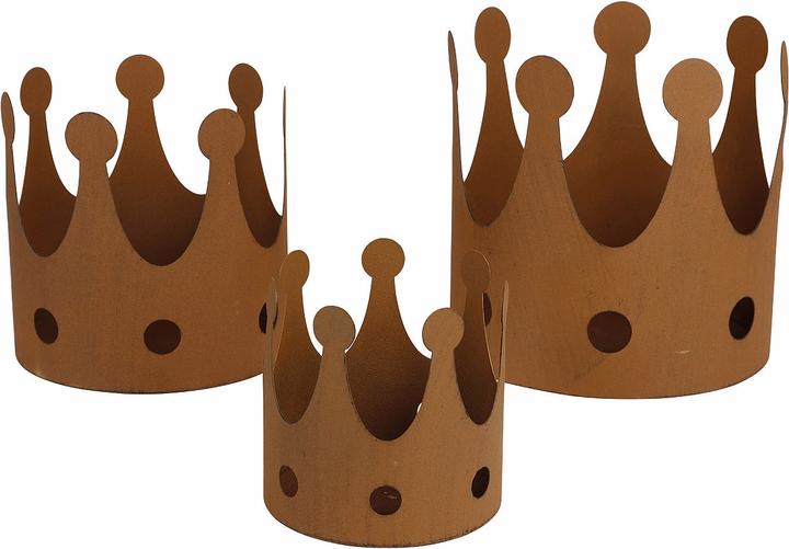 Produktbild Natura Punto 3-teiliger Kerzenhalter, verschieden Grössen, Krone, Rostoptik (11 x 11 x 11 cm, 15 x 15 x 15 cm, 18 x 18 x 18 cm)