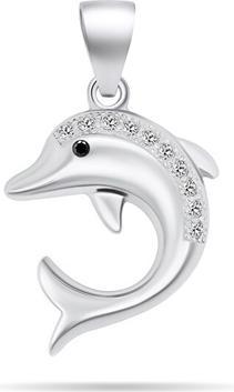 Actual product image Brilio Silver - Cute silver pendant with zircons Dolphin PT104W