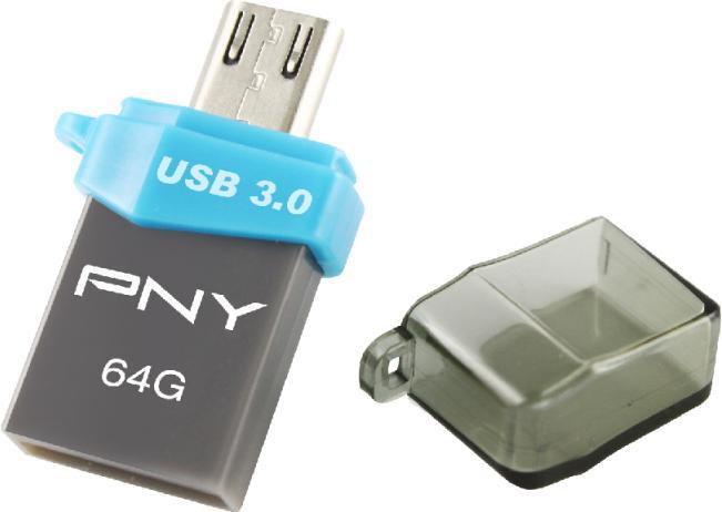 Actual product image PNY DUO-LINK OTG OU3 64GB USB3.0 (64 GB, Micro USB-B, USB-A)