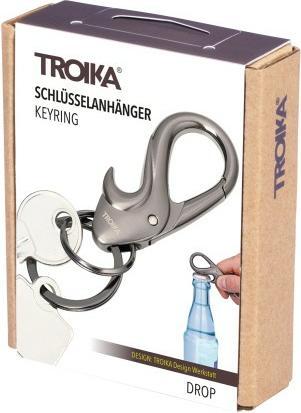 Produktbild Troika DROP Schlüsselanhänger mit 2 Ringen, Karabiner, Flaschenöffner, gunmetal