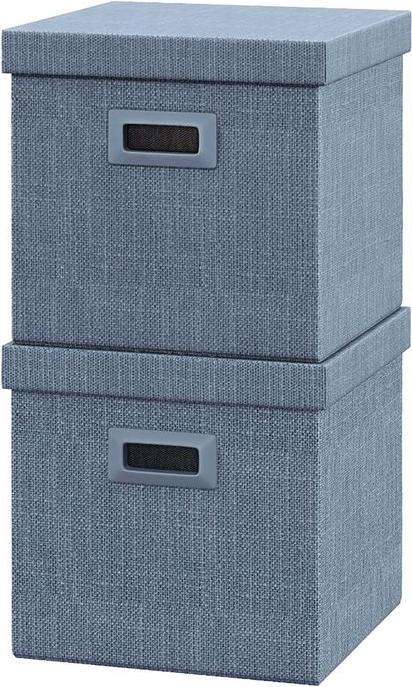 Immagine prodotto Swisshandel24 Aufbewahrungsbox 2er-Set Stapelbare Aufbewahrungswürfel für Wohnzimmer, Blau (30 x 30 x 29 cm, 26 l)
