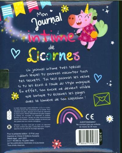 Image du produit Mon journal intime de licornes : avec un crayon à l'encre invisible! (Collectif, Français)