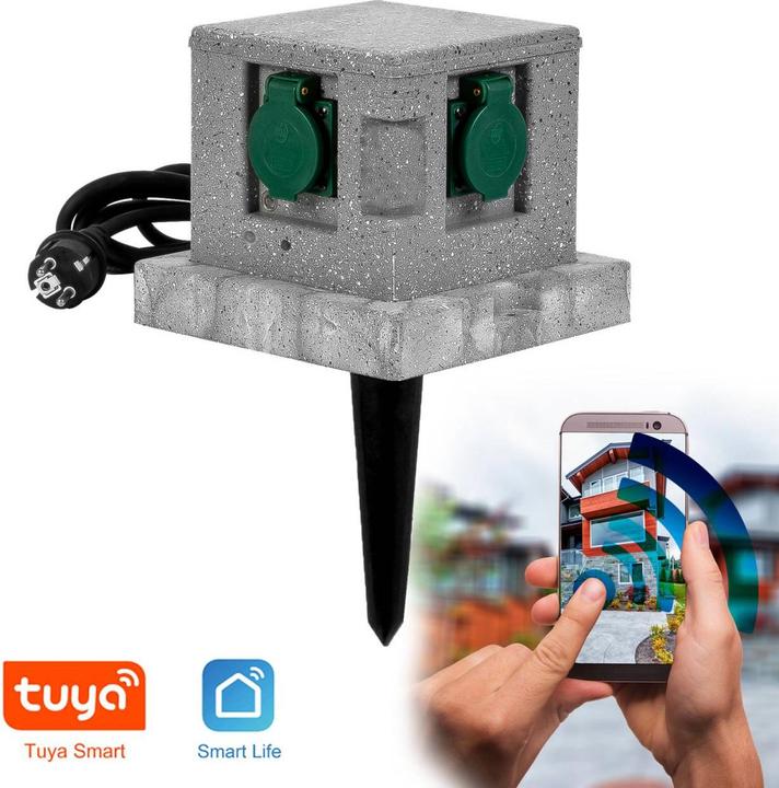 Immagine prodotto Grafner Presa da giardino Wifi Presa da esterno Ottica di pietra Quadrato Tuya Smart Life