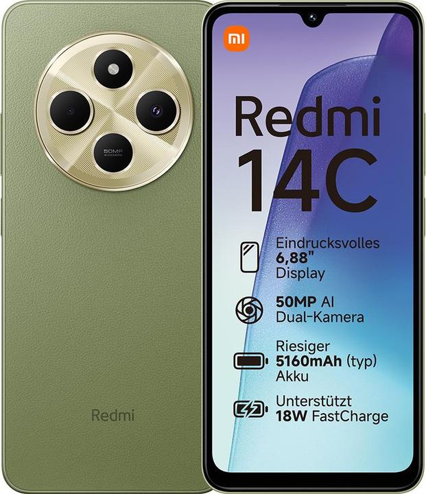 Produktbild Xiaomi Redmi 14C (256 GB, Sage Green, 6.88", Dual SIM, 50 Mpx, 4G)