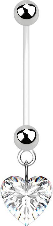 Produktbild Star Piercing Banane Schwangerschaft mit Kristallherz silber (Chirurgenstahl 316L, Bioflex, ohne Messing)