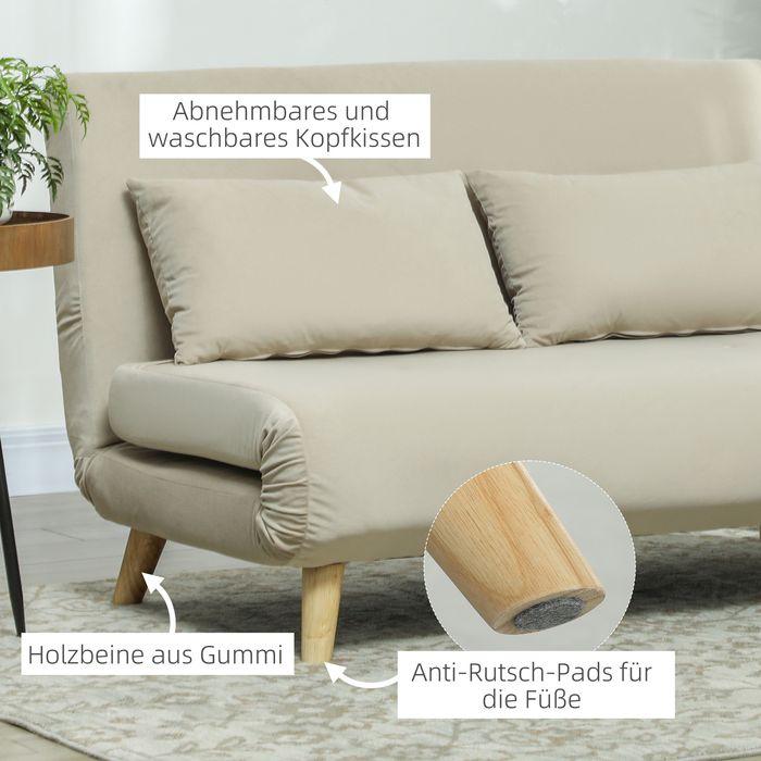 Actual product image Swisshandel24 Schlafsofa Sofa mit Schlaffunktion 130 X 78 cm Couch mit Lendenkissen, Beige