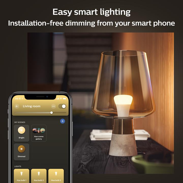 Actual product image Philips Hue White (E27, 9 W, 806 lm, 4 x, F)