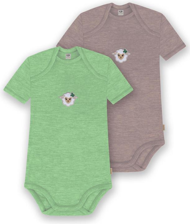 Actual product image Normani Set of 2 baby merino bodysuit short sleeves "Tauranga" - 9297 (80)