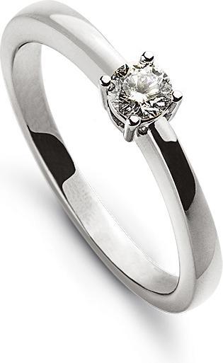 Produktbild Muau Solitaire ring 4-handle setting white gold 750, diamond 0.10ct. (52, 950 Platin)