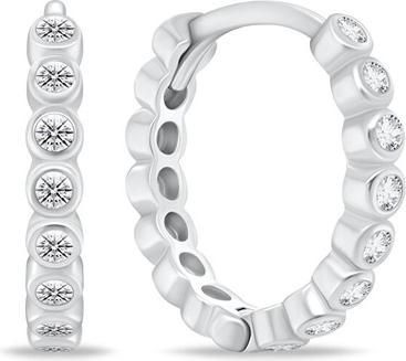 Produktbild Brilio Silver - Silver hoop earrings with pink opal EA1047WP
