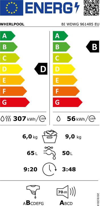 Energie-Label Whirlpool BI WDWG 961485 EU (EU-Stecker)