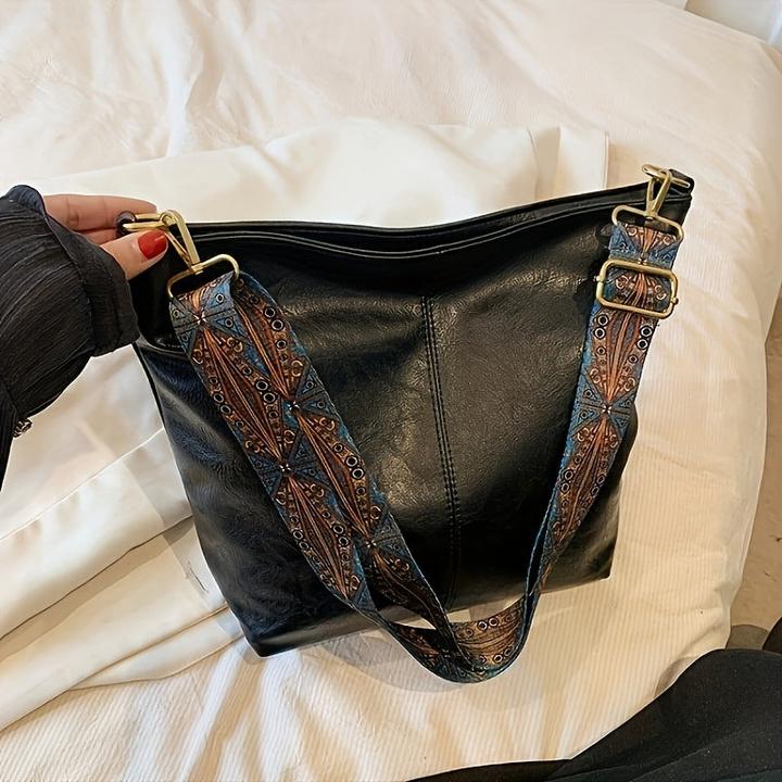 Actual product image Only-Bags.Store Vintage large capacity hobo bag, retro shoulder bag, women's bohemian handbag & purse