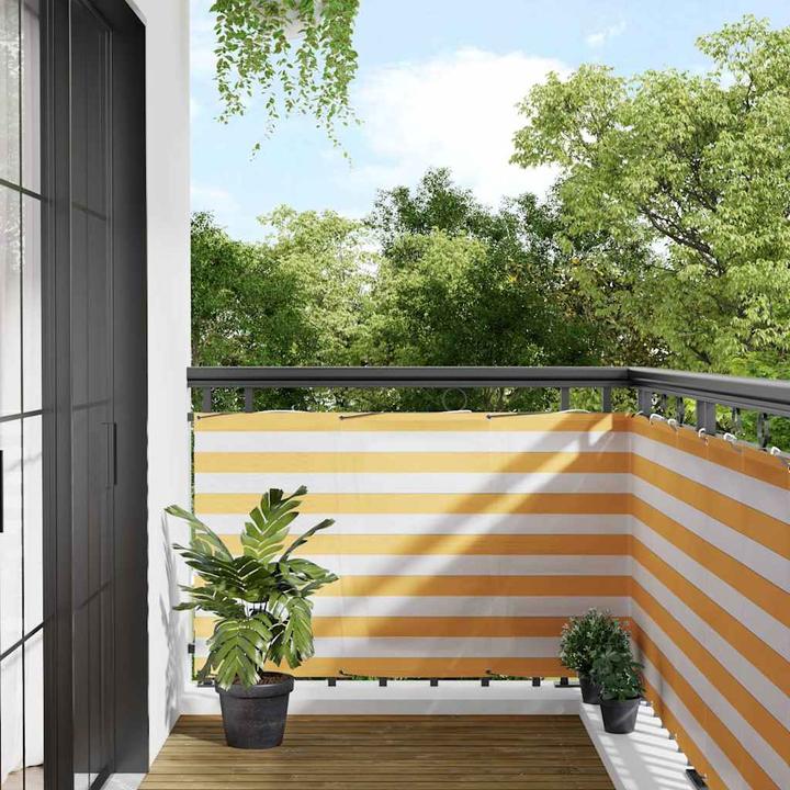 Immagine prodotto VidaXL Schermo privacy per balcone a righe bianche e gialle (1000 cm)