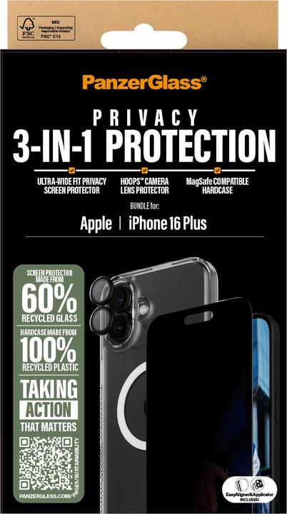 Image du produit PanzerGlass Confidentialité (1 pièce(s), Apple iPhone 16 Plus)