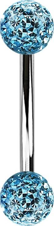 Produktbild Star Piercing Banane silber mit zwei Kristall Kugeln aqua Epoxy Schutzschicht (Chirurgenstahl 316L, ohne Messing)