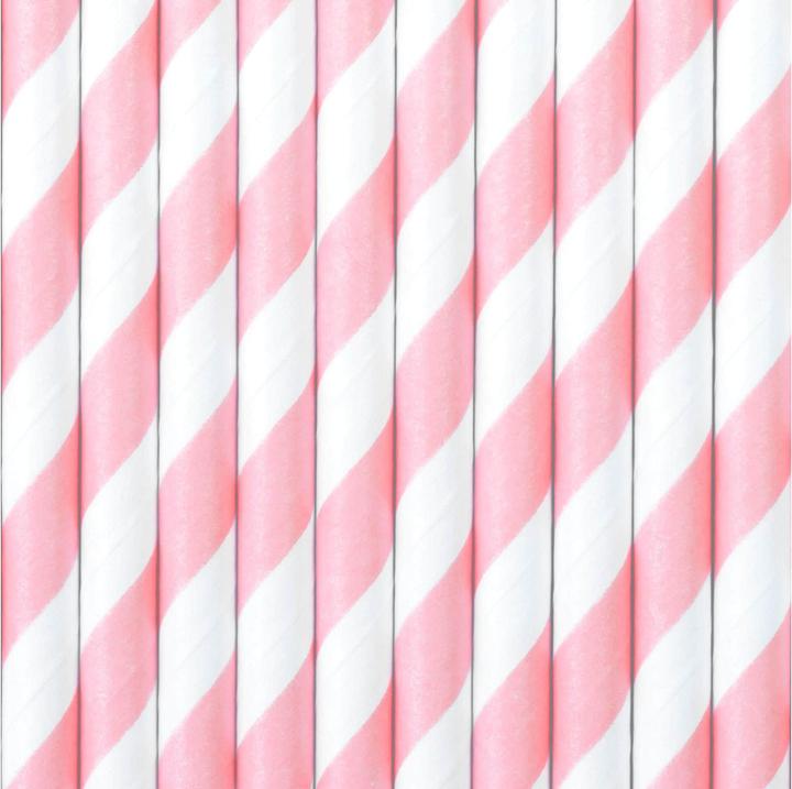 Actual product image Partydeco Light Pink Striped Straws (10 x)