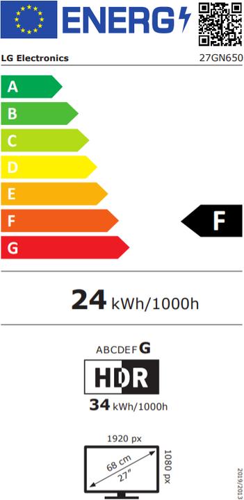 Energie-Label LG 27GN650-B (1920 x 1080 Pixel, 27")