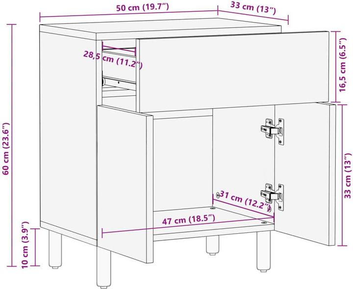 Image du produit VidaXL Table de nuit Table de chevet Console de chevet Noir Bois composite (50 x 33 x 60 cm)