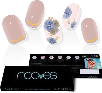 Actual product image Nooves Nail Gel Films Elegant Floral Premium Luxe Metallic 20 Units (Nail glue, Metallic)