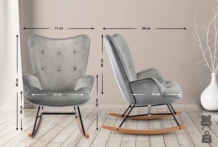 Actual product image CLP Sanka Velvet Rocking Chair, grey