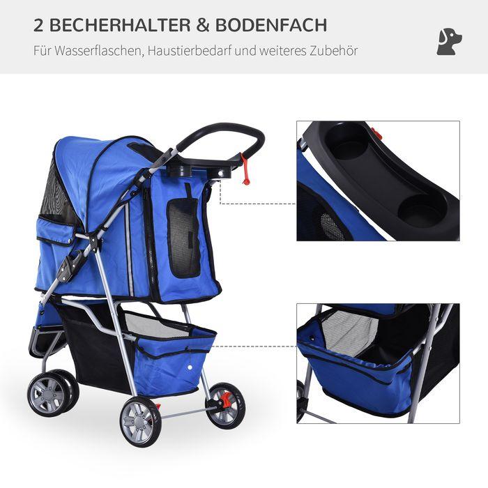 Produktbild Swisshandel24 Hundewagen Hundebuggy Buggy Hunde Katzen mehrfarbig (Blau) (Hund, Komplett zu öffnen, Faltbar, Atmungsaktiv)