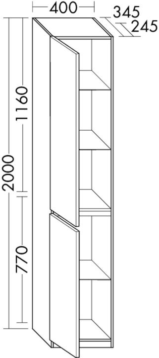 Produktbild burgbad Lin20 Hochschrank Bodenstehend mit 2 Türen, Tiefe 345mm, Türanschlag rechts, 400x345x2000m