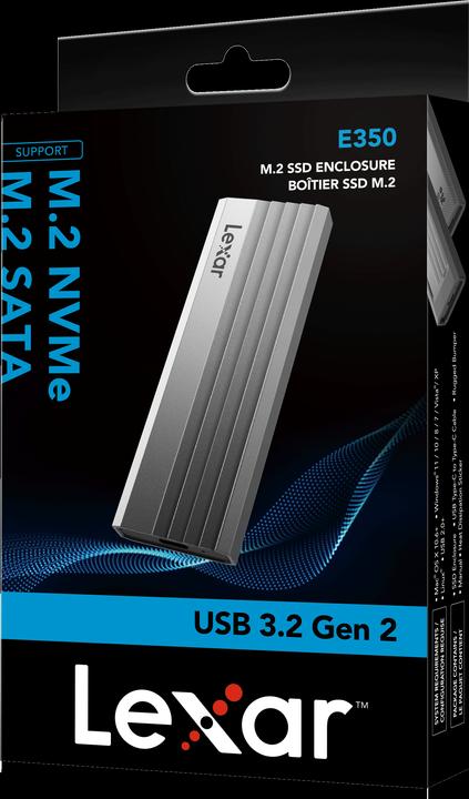Image du produit Lexar Boitier externe USB 3.2 E350 - NVMe M.2 Type 2280 (Argent) (M.2 2280)