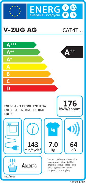Energie-Label V-Zug CombiAdoraTrocknen V4000 (7 kg, Rechts)