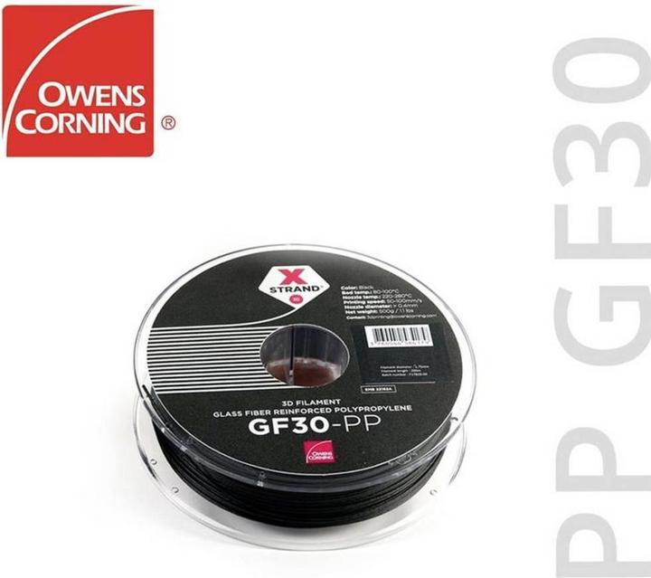 Actual product image Owens Corning FIXD-PP28-BK0 Xstrand GF30 Filament PP (Polypropylene) 2.85mm 500g Black 1pc. (PP, 2.85 mm, 500 g, Black)