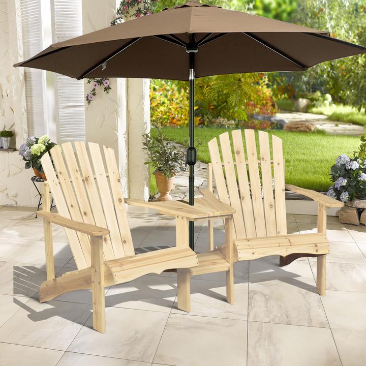 Actual product image Outsunny Garden Bench with Table and Umbrella Hole