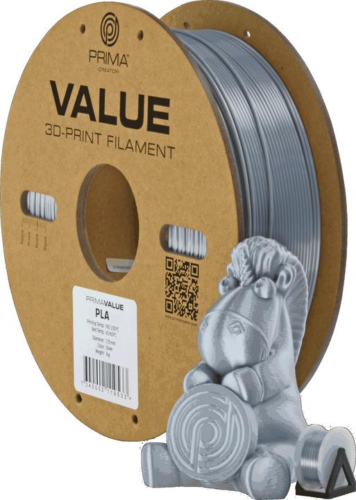 Produktbild Prima Creator PrimaValue PLA+ (PLA, 1.75 mm, 1000 g, Silber)
