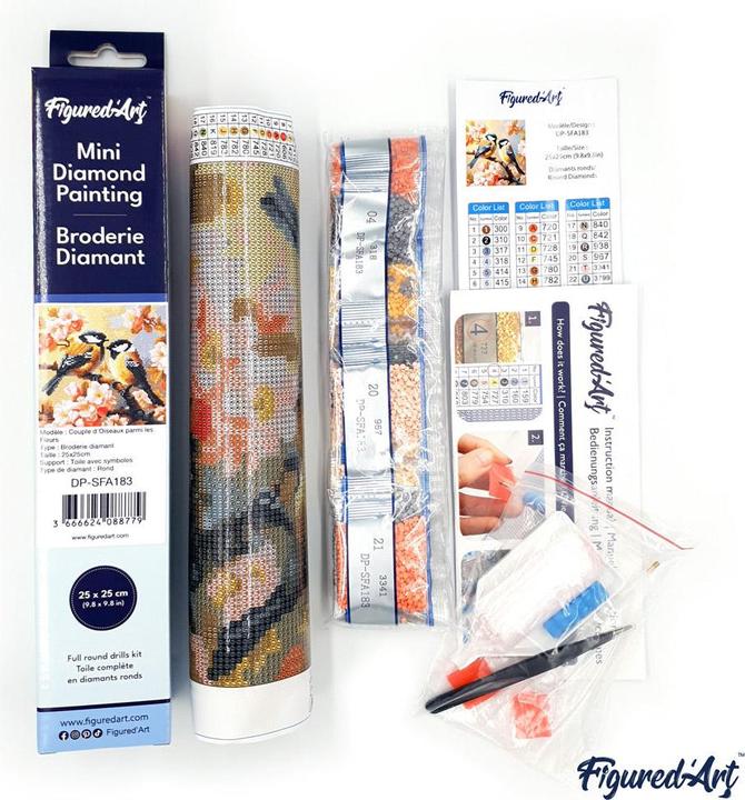 Produktbild Figured'Art Diamond Painting ohne Rahmen - Eiffelturm und Blumen