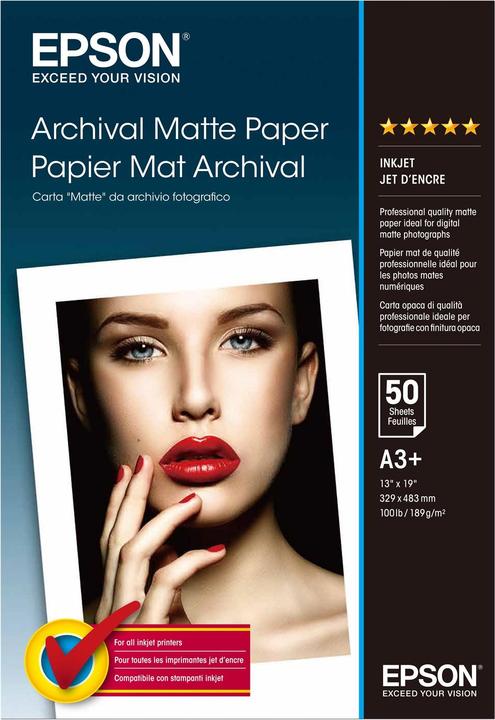 Actual product image Epson Archival Mat (192 g/m², A3+, 50 x)