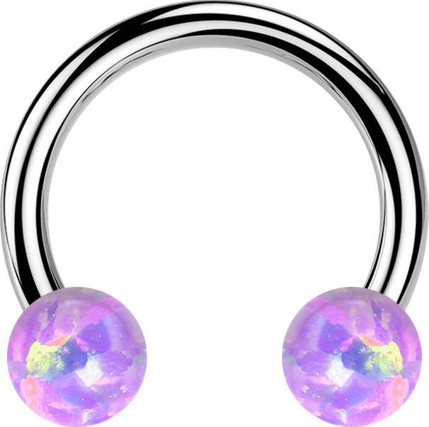 Produktbild Star Piercing Micro Threadless Circular Barbell silber mit zwei Opale violett (Titan G23, ohne Messing)