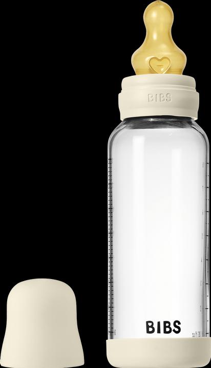 Actual product image Bibs - Glass Baby Bottle Round Latex Medium Flow - Ivory - 240 ml (240 ml)