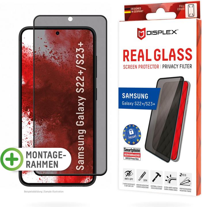 Produktbild Displex Real Glass, Privacy Full Cover Panzerglas (1 Stück, Samsung Galaxy S22 5G, Samsung Galaxy S23+)