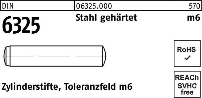 Produktbild Zylinderstift DIN 6325 3 m6 x 6 Stahl gehärtet Toleranz m6 DIN 6325