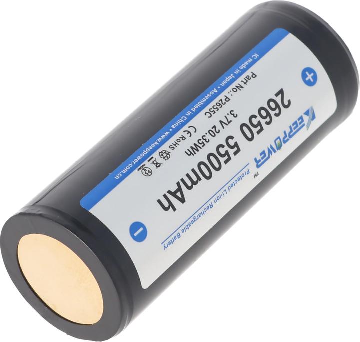 Image du produit Keeppower Batterie 26650, protégée par un circuit imprimé (1 pcs, 26650, 5500 mAh)