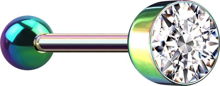 Produktbild Star Piercing Barbell farbig mit Kugel und Kugelzylinder Kristall silber (ohne Messing, Chirurgenstahl 316L)